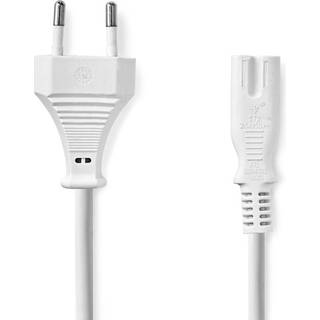 Nedis Strømkabel | Euro Mand | IEC-320-C7 | Lige | Lige | Nikkelplateret | 2.00 m | Fladt | PVC | Hvid | Label