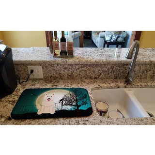 """" Caroline's Treasures Halloween Scary White German Shepherd Dish Drying Mat 14 X 21 """"