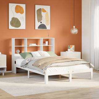 seng med reol uden madras 140x200 cm massivt fyrretræ hvid