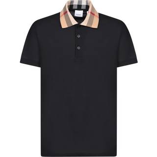 Burberry Burberry Check cotton piquÃ© polo shirt - black - IT 46
