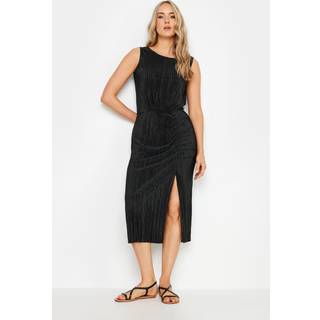 Lts Tall Black Plisse Sleeveless Midi Dress 18 Lts | Tall Women's Black Dresses