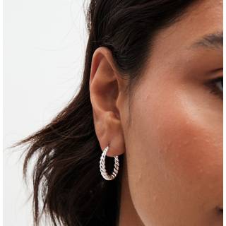 Simply Silver Simply Silver Silver Tone Sterling 925 Polished Textured Hoop Earrings