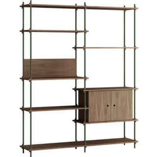 Moebe Shelving System s.200.2.C - Smoked-Oak/Pine-Green