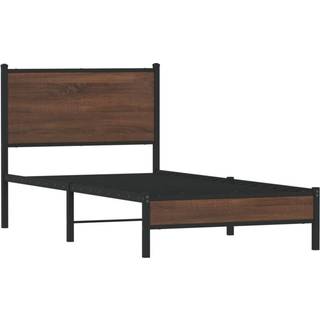 sengeramme 90x200 cm uden madras metal brun egetræsfarve
