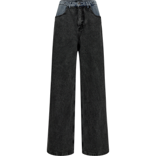 Charlee Jeans, Black Denim w. Washed Blue, S