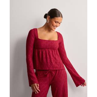 Nelly - Rød - Cute Broderie LS Top - Small