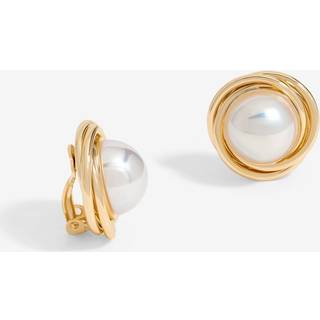 Jon Richard Jon Richard Gold Tone Polished Twist And Pearl Stud Earrings