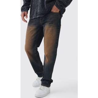 Mens Beige Straight Leg Tinted Jeans