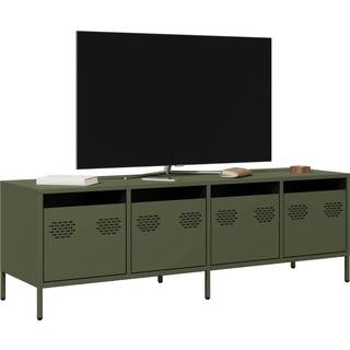 tv-bord 135x39x43,5 cm koldvalset stål olivengrøn'