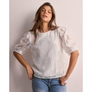 Pieces - Hvid - Pcnala 2/4 Jaquard Top - Medium