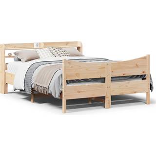 sengeramme med sengegavl 140x190 cm massivt fyrretræ