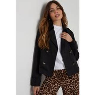 Threadbare Threadbare Black Double Breasted Cropped Trench Jacket