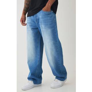 Mens Mid Blue Relaxed Rigid Jeans