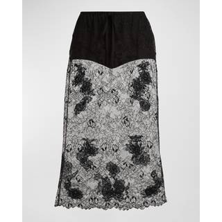 Valentino Floral lace midi skirt - black - S