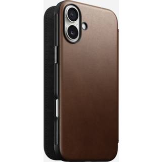 iPhone 16 Plus Nomad Modern Leather Folio Cover - MagSafe Kompatibel - Brun
