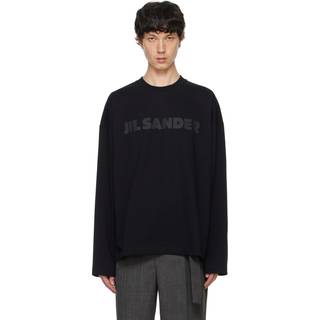 Jil Sander Round Collar Tonal Logo Crew Neck Black