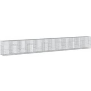 gabionkurv med cover 1200x100x150 cm galvaniseret jern