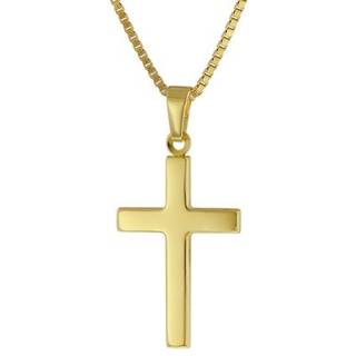 trendor 41115 Kreuz für Damen und Herren Gold 585 mit Vergoldeter Silberkette
