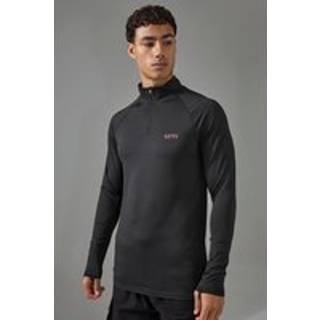 Mens Black Man Active Muscle Fit 1/4 Zip Neon Logo