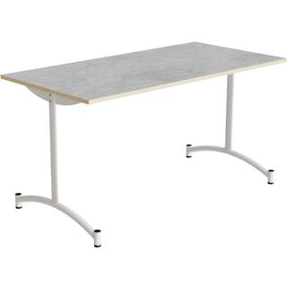 Bord Zeb 231, 1400x700 mm Højde 720 mm, Lys grå linoleum, Hvidt stel