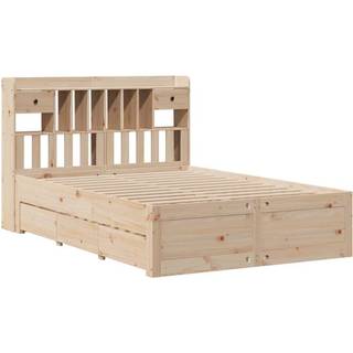 seng med reol uden madras 150x200 cm massivt fyrretræ