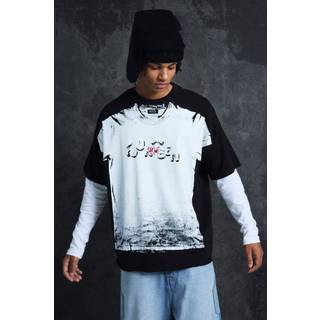 Mens Black Trippie Redd Oversized Heavy Weight Printed T-Shirt
