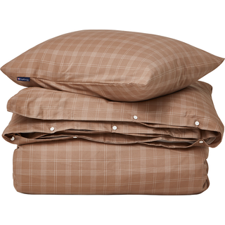 Lexington Checked Pin Point Oxford sengesæt 220x220 cm Brown