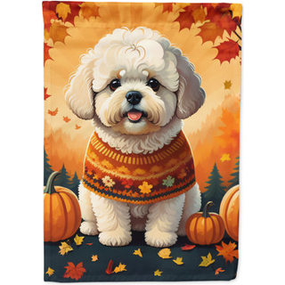 Caroline's Treasures DAC1020CHF Bichon Frize Fall House Flag Stor veranda ærme pol dekorativt uden for gårdspladser Artwork Wall Hanging Polyeste