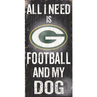 Fan kreationer 878460038648 Green Bay Packers Wood Sign - Fodbold og hund 6x12 Navy 6 """" X 12 """" (8.7846E)