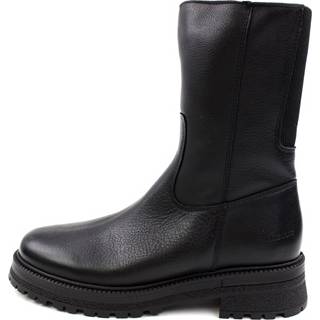 Angulus Mellem Høj Vinterstøvle Sort Skind Med Elastik Og Lynlås - Str. 36