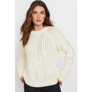 Lts Tall Ivory White Patchwork Cable Knit Jumper 10-12 Lts | Tall Women's Sweaters & Jumpers