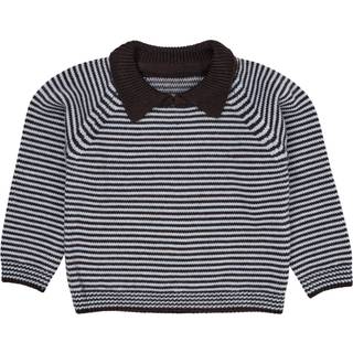 Copenhagen Colors Merino Striped Bluse Dark Brown/Dusty Blue Stripe 86 cm  Brun  86 cm  Unisex