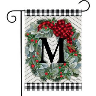 Vinterkrans Monogrambrev M Garden Flag 18 """" X 12.5 """" Briarwood Lane