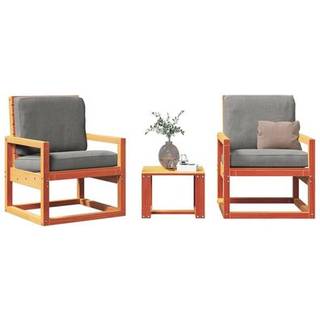 Loungesæt Til Haven 3 Dele Massivt Fyrretræ - Gyldenbrun