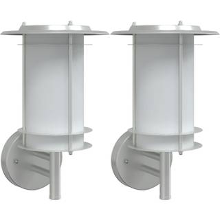 udendørs væglamper 2 stk. rustfrit stål sølvfarvet