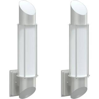udendørs væglamper 2 stk. rustfrit stål sølvfarvet
