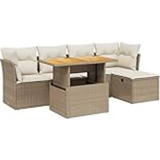 Sofasæt Til Haven 6 Dele Med Hynder Polyrattan - beige og cremefarvet / uden opbevaring