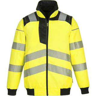 PW3 hi-vis 3 i 1 pilotjakke - Gul/Sort (Størrelse: S)