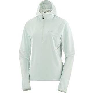 Salomon Women's Sense Aero Hybrid Half Zip Hoodie Fleecesweatere Damer størrelse L farve grå