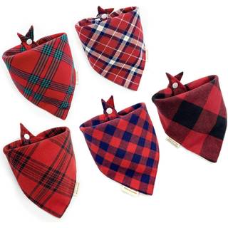 5stk Dog Bandanas med knap - tykke trekantbibs Dual Layer Soft Cotton t?rkl?der til lille medium dreng pige hvalp Cat Pet Baby Square Plaid Print