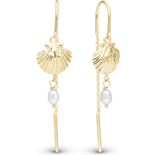 Christina Jewelry Long Clam shell øreringe i forgyldt