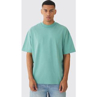 Mens Dusty Blue Oversized Extended Neck Heavy T-shirt