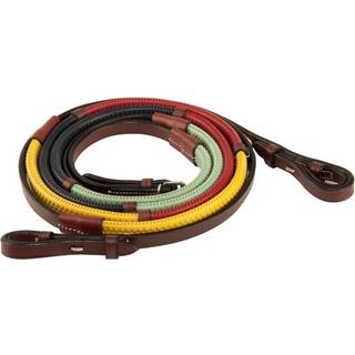 Kincade Rainbow Reins With Hook Stops Brown/Multi 5/8 """" X54 """"