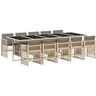 Spisebordssæt Til Haven 7 Dele Med Hynder Polyrattan - 10 / Blandet beige