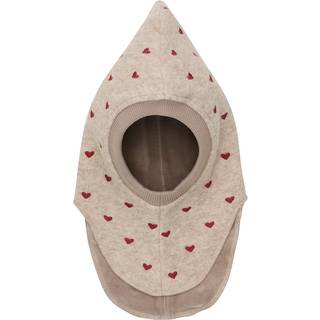 Huttelihut Balaclava Hjerter Emb. Uld Sand Melange 12-24 months  Creme  12-24 måneder  kvinde