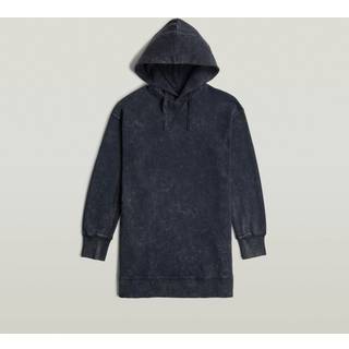 Loose Overdyed Hooded Sweater Dress - Dark blue - Women