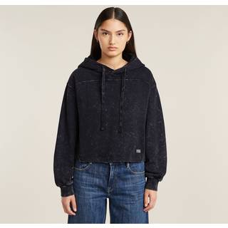 Overdyed Loose Hooded Sweater - Black - Women