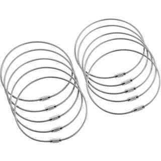 Bayite BYT-WKC-054 10 tommer rustfrit stål ledning nøglering 2 mm kabelnøgle ringer tunge pakke på 10