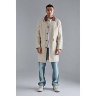 Mens Sand Cord Collar Button Through Mac