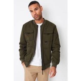 Threadbare Threadbare khaki Green Showerproof Utility Bomber Jacket